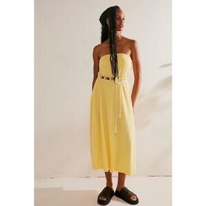 Free People Beach Peyton Maxi Strapless Tube Dress Yellow NWOT Size XS